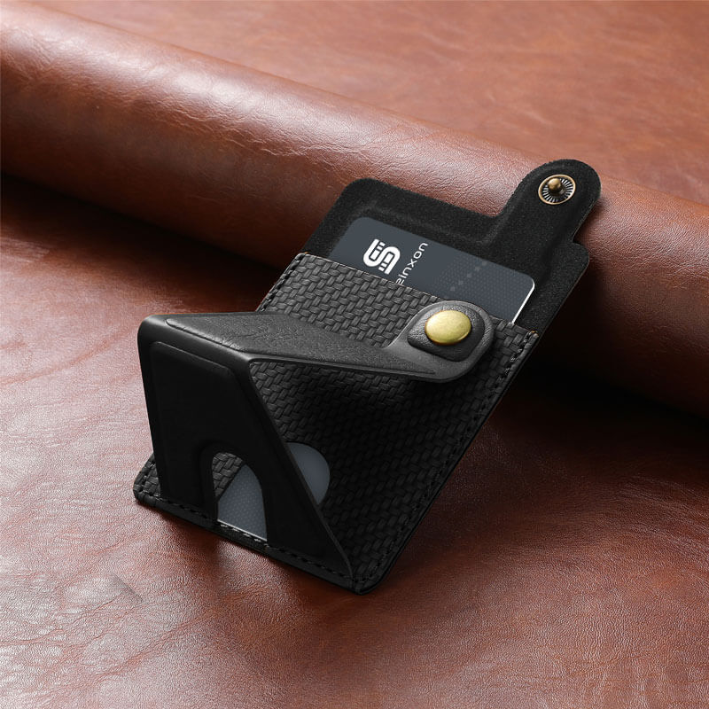 The-black-multifunctional-card-holder-can-be-used-as-a-mobile-phone-holder