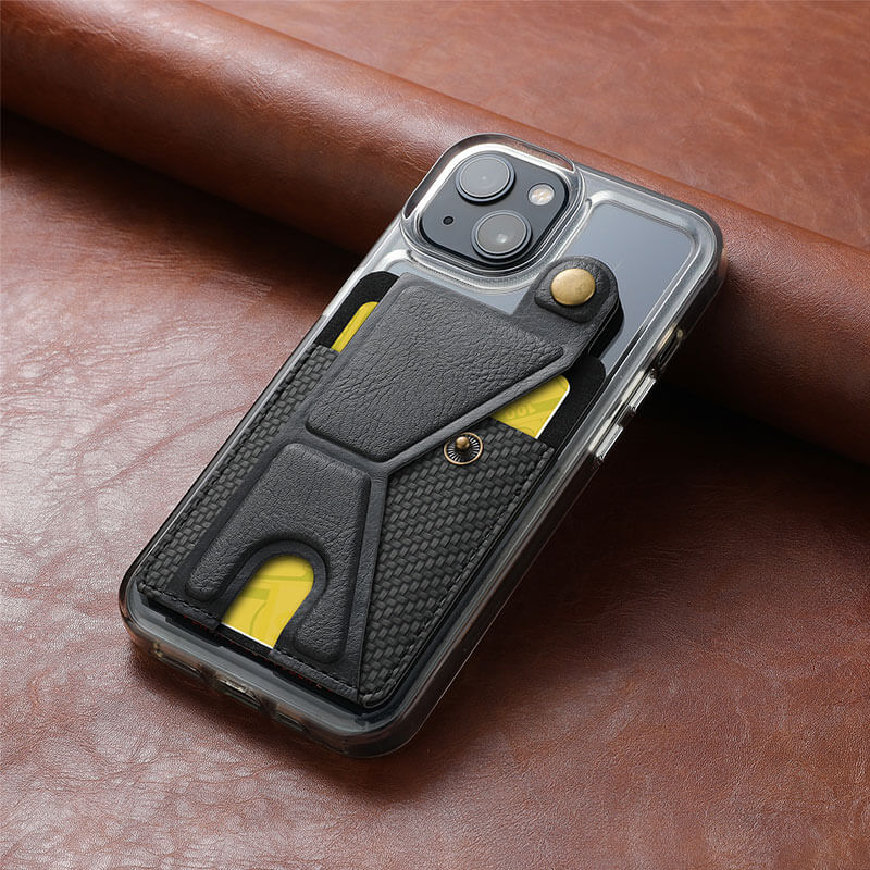 The-black-multifunctional-card-holder-can-be-used-as-a-mobile-phone-holder-and-can-also-store-credit-cards
