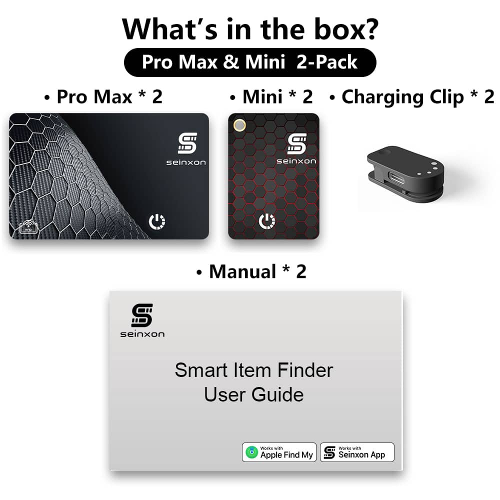 What-is-in-box-Seinxon-Wallet-Finder-Pro-Max-and-Key-Finder-Mini-4Pack