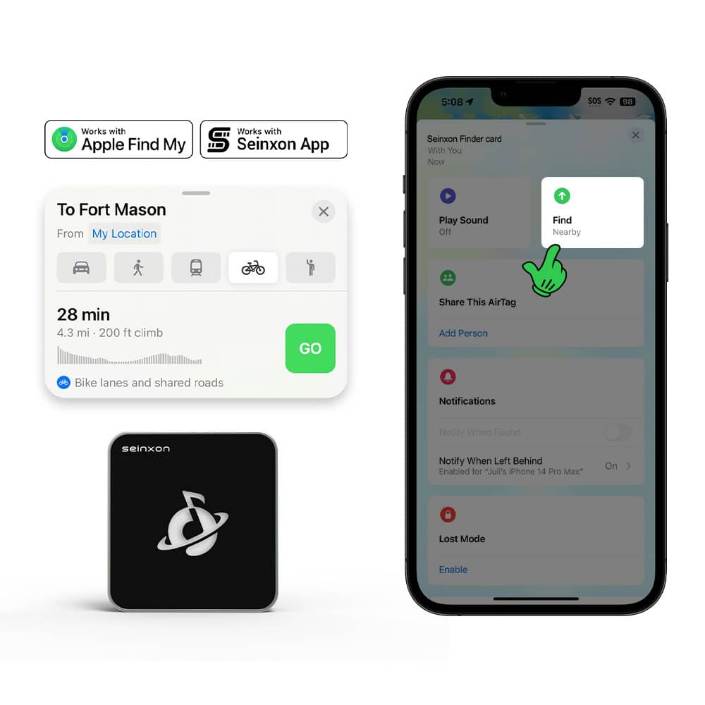 showing-a-smartphone-using-the-Apple-Find-My-app-to-locate-a-_Seinxon_-tracker-and-a-close-up-of-the-black-Seinxon-tracker-with-a-music-note-logo_27d298f7-a39d-468d-a3ba-679c825450aa